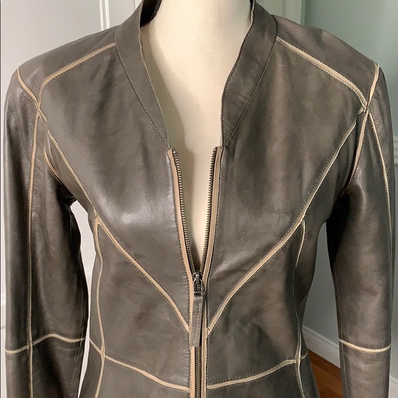 Leather jacket olive - Picture 5 of 8